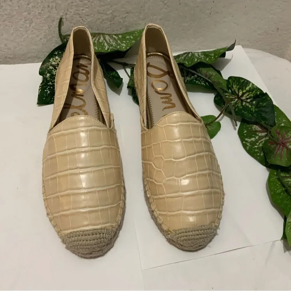 Sam Edelman Leather Slip-On FLAT Espadrilles Kesia Eggshell LEATHER SIZE 10.5